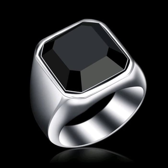 Cincin Pria Titanium Stainless Black Onyx Stone Premium Onix JCP-018