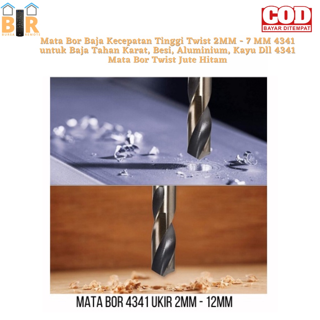 Mata Bor Baja Kecepatan Tinggi Twist 7.5mm - 12mm 4341 untuk Baja Tahan Karat, Besi, Aluminium, Kayu Dll 4341 Mata Bor Twist Jute Hitam