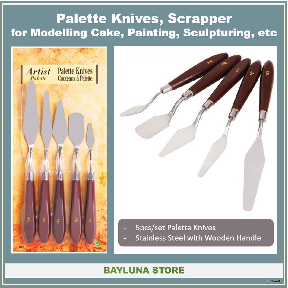 Bayluna - Set Pisau Palet Palette Knives untuk Dekorasi Kue, Cat, Sculpturing, Painting, Cake Modelling, Pallete Knife Set