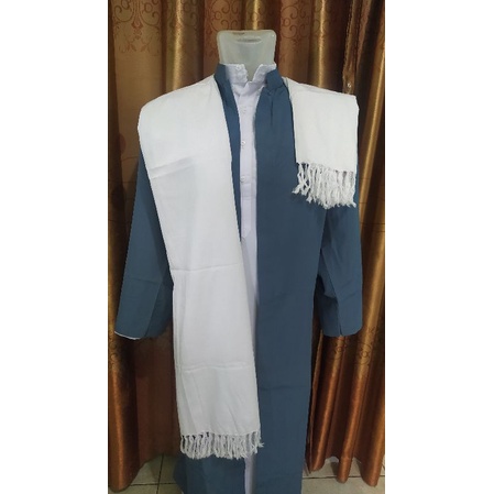 Sorban Rida Putih Polos Panjang Rayon Tebal / surban haji umroh / imamah syal habib ikhwan pria