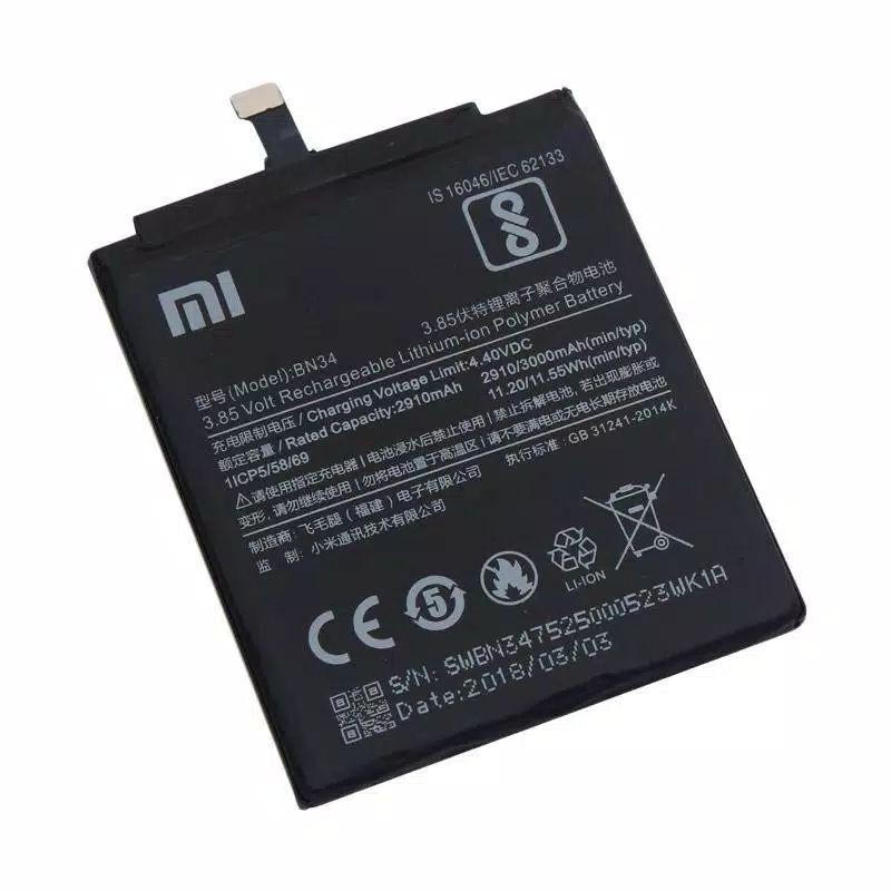 BATTERY BATERAI BATRE XIAOMI REDMI 5A BN34 BN-34 BN 34 ORIGINAL - BATREI BATRAI BATU XIOMI 5A