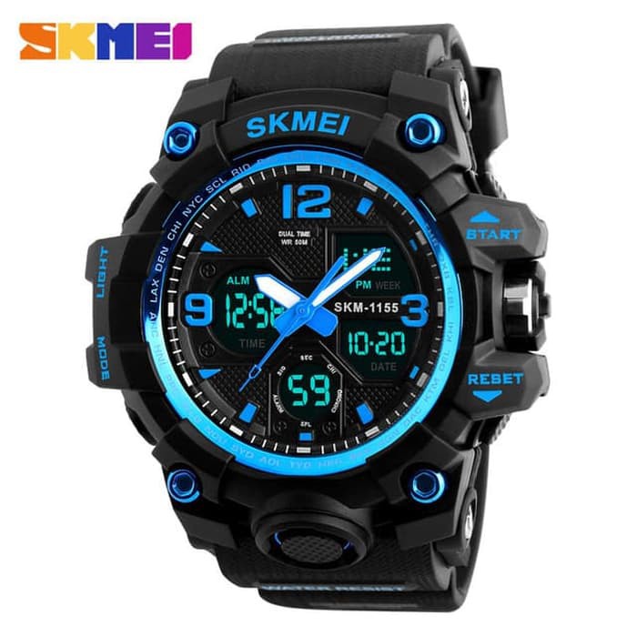 Jam Tangan Pria / SKMEI AD 1155 B LED Dual Digital / Jam Tangan Analog Digital LED Original