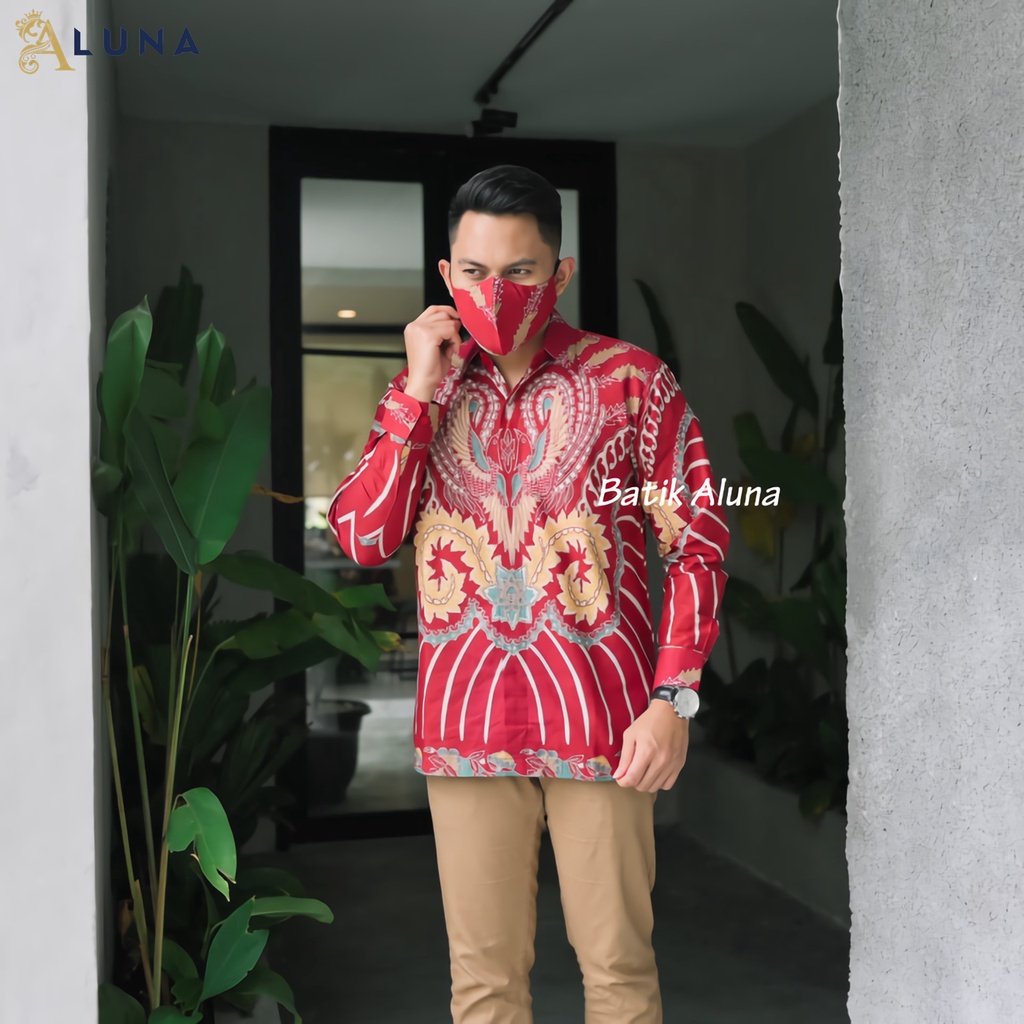 BATIK SOLO PREMIUM PRIA MOTIF KOMBINASI LENGAN PANJANG REGULAR LAPIS FURING KATUN ALUNA PCW 119