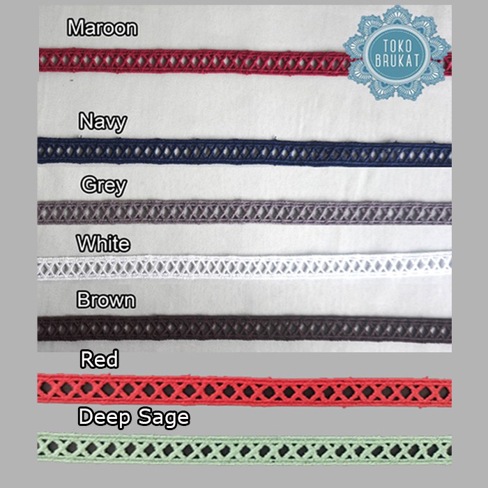 Kain Renda Bordir Giper - Bunga Kecil - 06491 (Lebar -/+ 1,5 cm) - Min 15 Yards