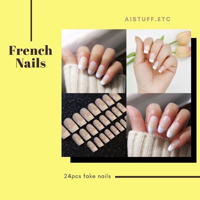 AISTUFF.ETC Fake nails / kuku palsu french 24pcs