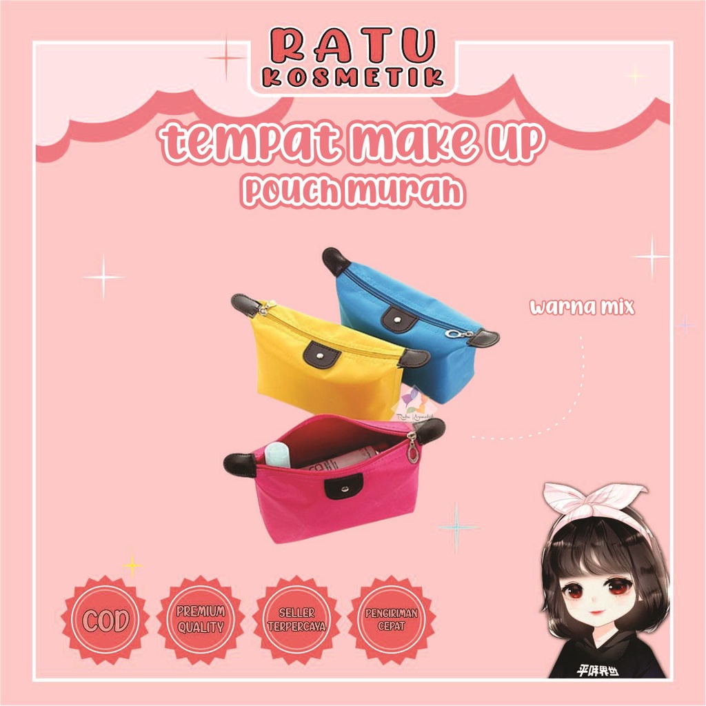 ❤ RATU ❤ Tas Kosmetik Murah Spundbound | Pouch Cosmetics Polos Nylon Anti Air | Tempat Make up | Bag | Dompet