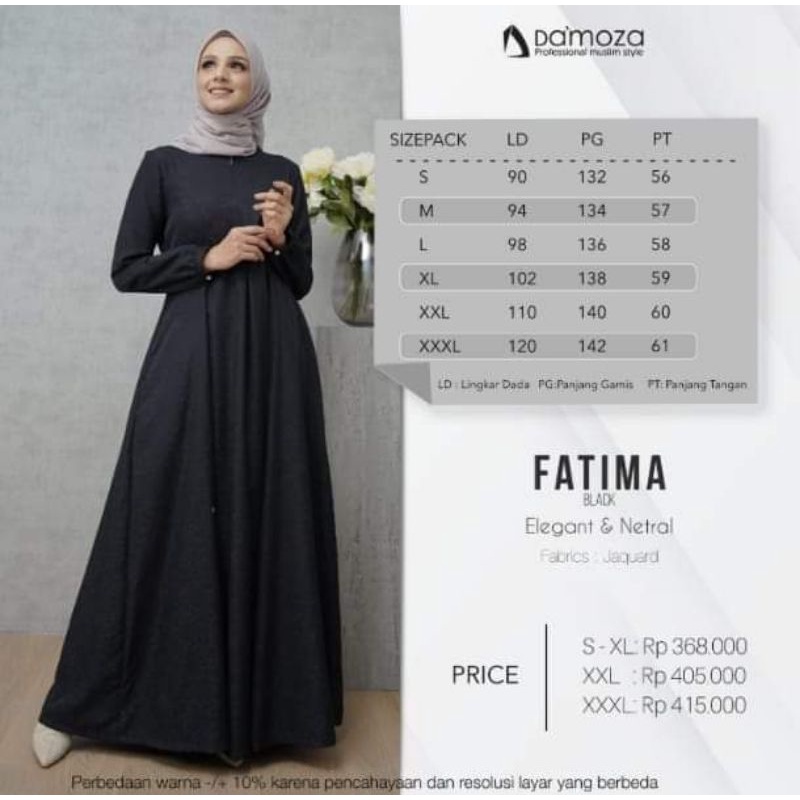 Gamis Hitam Damoza Fatima Black Series terbaru bahan jaguard
