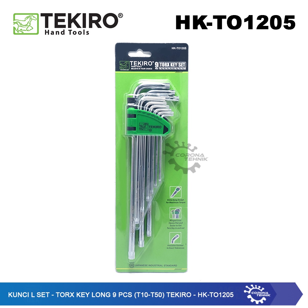 Tekiro - HK-TA1205 - Kunci L Set Torx 9 Pcs Tanpa Lubang Panjang