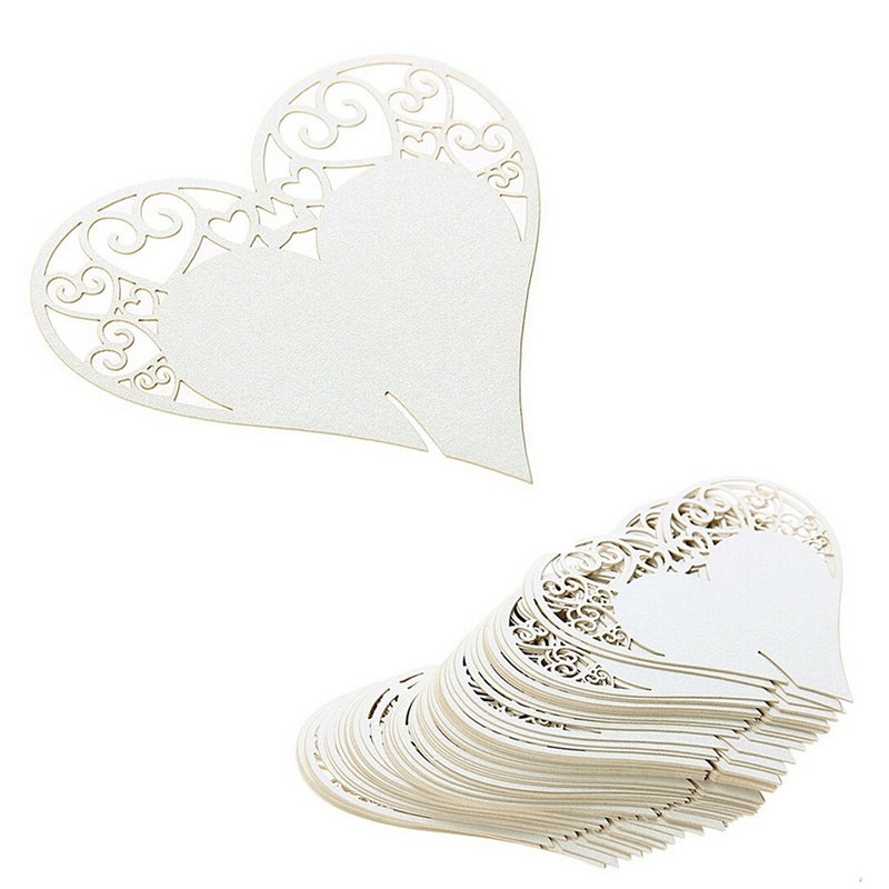 Kartu Nama Bentuk Hati Untuk Gelas Wine Pernikahan