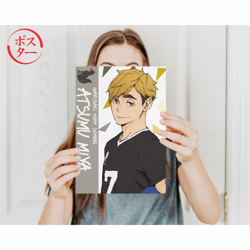 Koleksi Poster Anime Haikyuu A -  Hinata Kageyama Tsukishima Oikawa Kenma Bokuto Atsumu  - Size A4+-Atsumu A