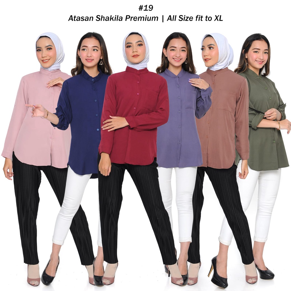 Aurel blouse/giovany shirt atasan kemeja polos wanita basic shakila impor