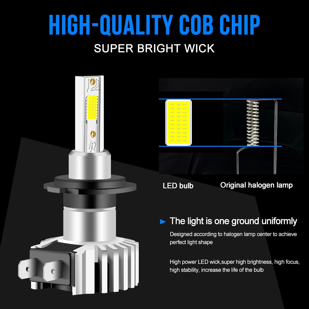 Super Terang 9005 HB3 LED Headlight Bulb H1 H3 H4 H7 H8 H9 H11 HB4 9006 HIR2 9012 Foglamp 12-24V Tinggi Rendah Beam 6000K COB Lampu Depan Mobil LED