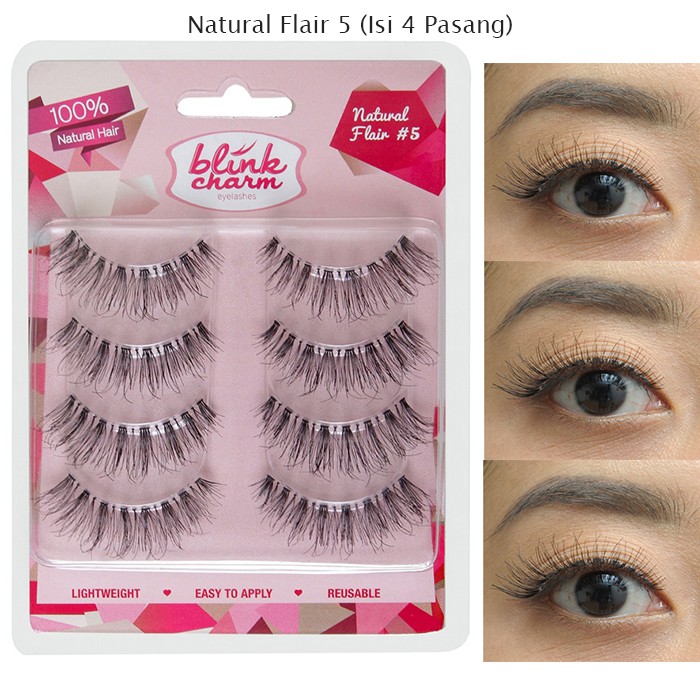 Blink Charm Eyelashes Natural Flair (Isi 1 Pasang/4 Pasamg) - Bulu Mata Palsu