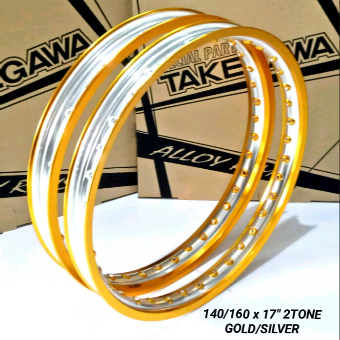 Velg / Veleg Ring 17 Takegawa [ SET ] Two Tone Dua Warna Gold Silver Ukuran 140-17 dan 160-17