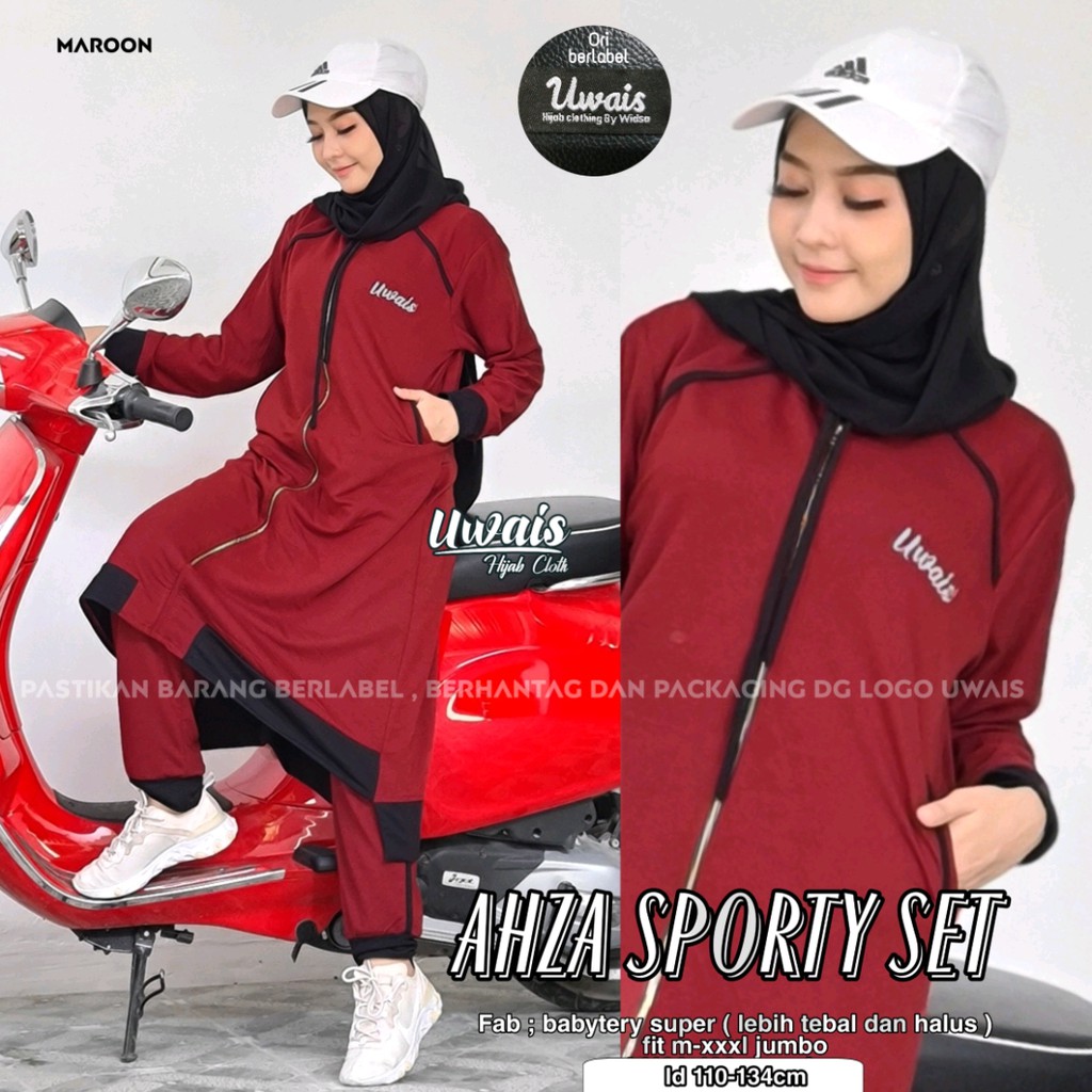 atasan + bawahan olahraga wanita murah syar'i Ahza sporty set ori by UWAIS Hijab