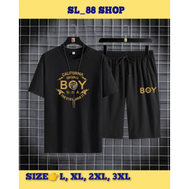 Set Pakaian Pria, Kaos+Celana Pendek Bermotif BadBoy