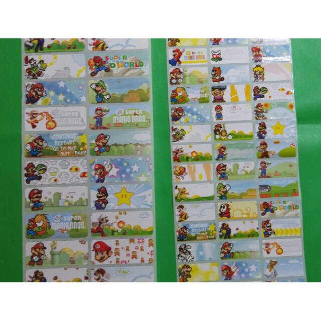 

MARIO BROSS Stiker label nama waterproof anti air murah