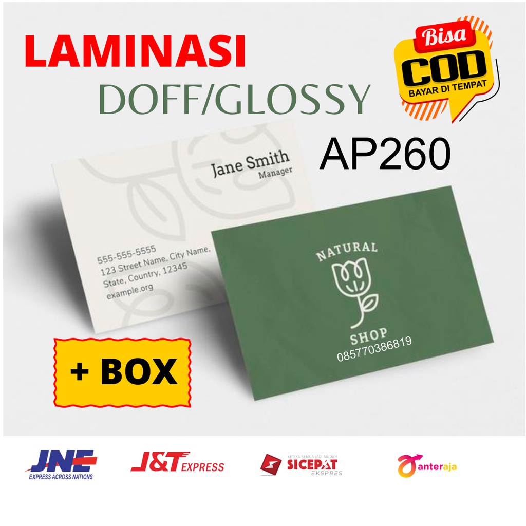 

kartu nama olshop custom Laminasi , cetak idcard 1 atau 2 sisi