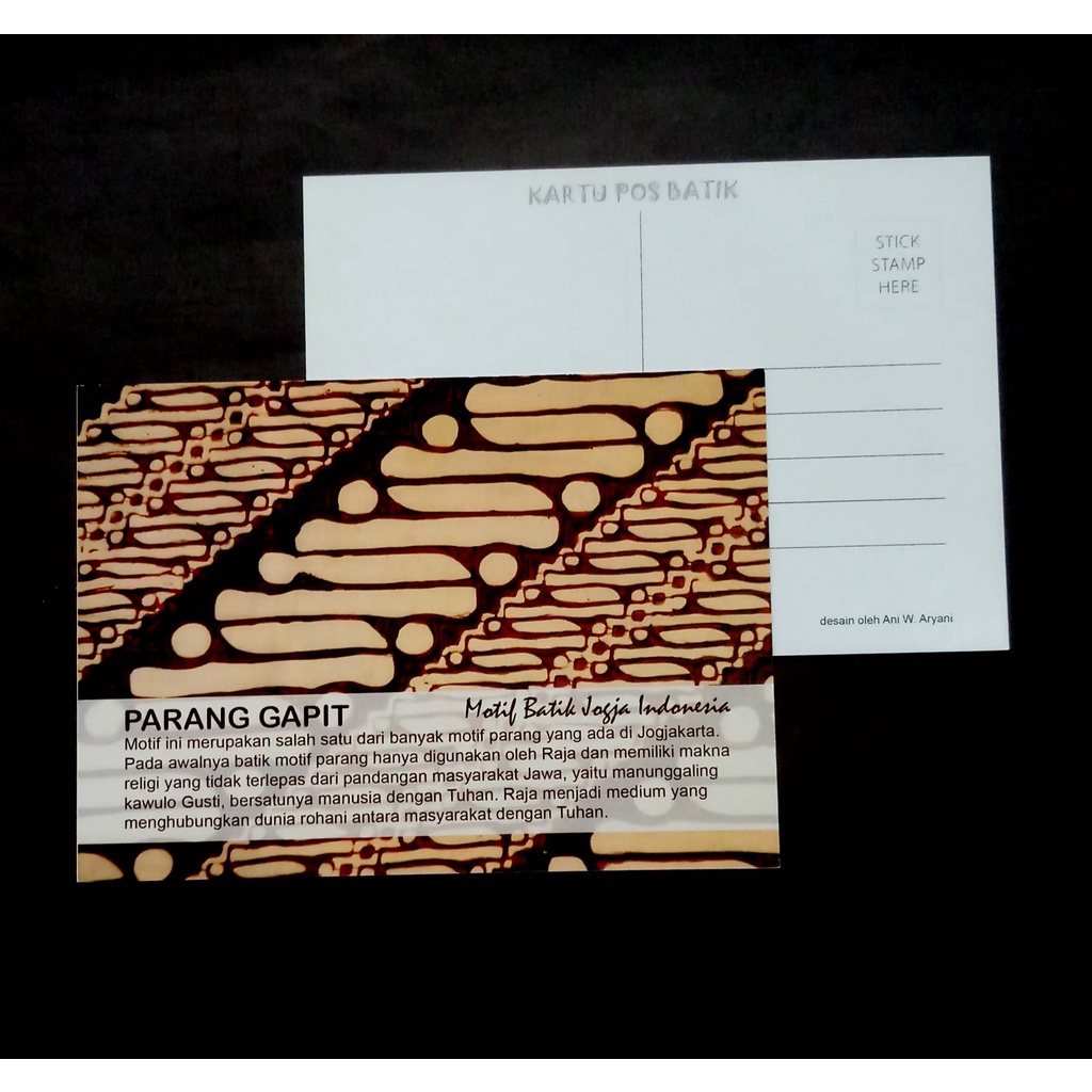 

POSTCARD KARTU POS BATIK INDONESIA MOTIF PARANGGAPIT ISI 8 LEMBAR BISA CAMPUR MOTIF LAIN