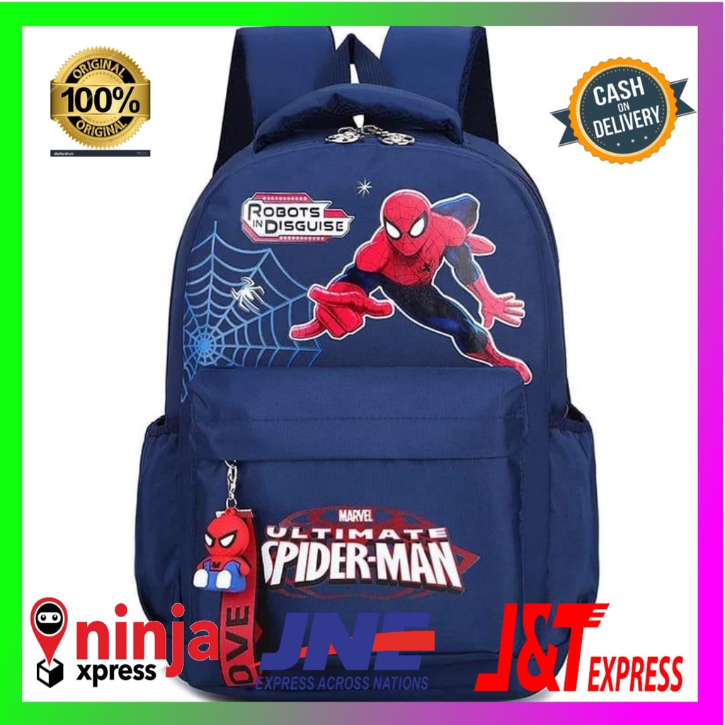 Ransel Anak Terbaik Marvel Backpack Karakter spiderman captain america ada saku laptop BISA COD.