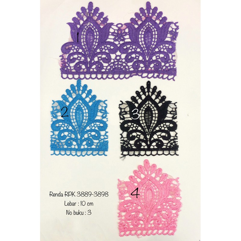 Renda RPK 3889-3898, Renda Baju, Renda Bordir, Renda Giper, Renda Katun, Lebar 10 cm