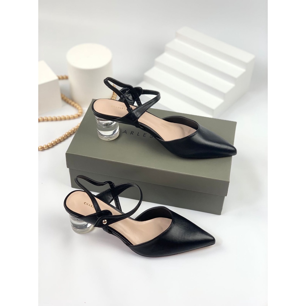 [7.7 Boombastis Sale⚡] - SEPATU WANITA CKS492 CK LEATHER SLINGBACK HEELS PREMIIUM IMPORT