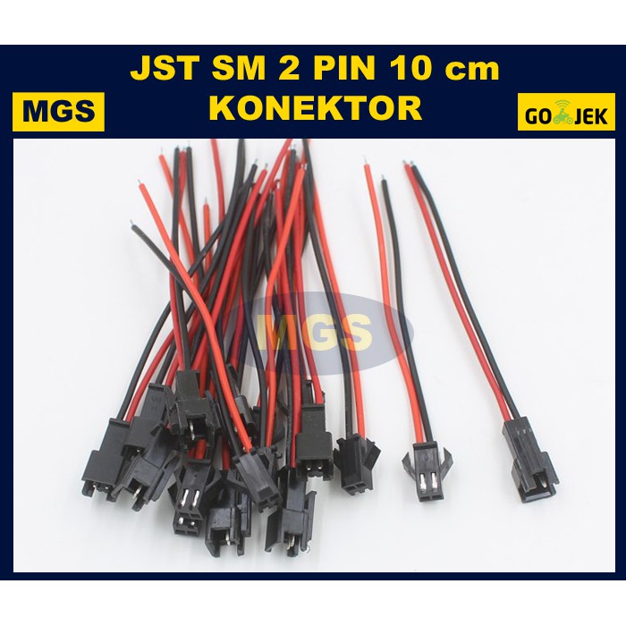 10Set Kabel JST 2 Pin 10cm Socket Konektor