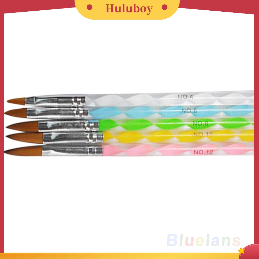 Huluboy Huluboy♡ 5pcs / Set Brush Pen Akrilik Untuk Desain Nail Art 3D DIY