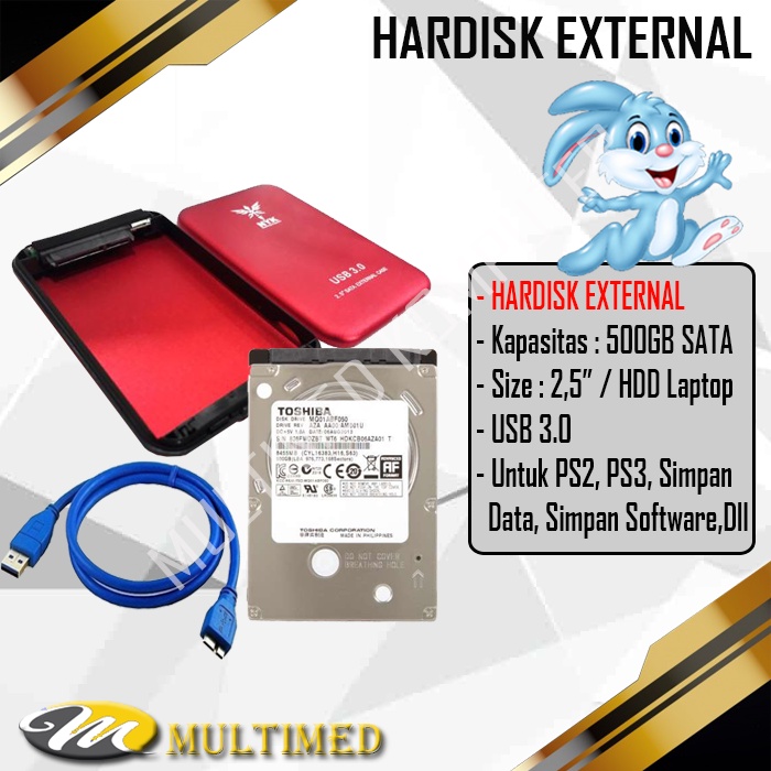 Hardisk External / Eksternal Laptop 500GB Untuk PS3 / Software/ Data