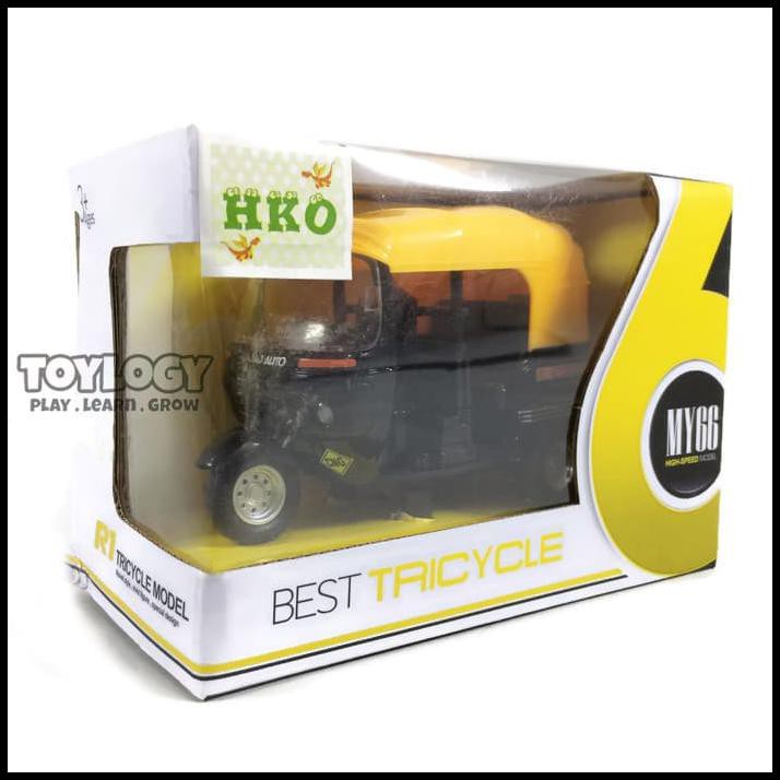 Gosend Ok Mainan Diecast Bajaj Miniatur Bemo Best Tricycle Lampu Suara Musik Barang Cepat Sampai