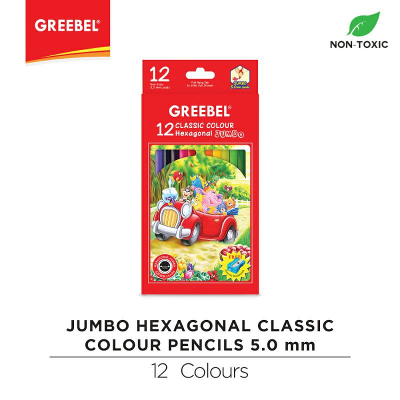 PENSIL WARNA / WARNA CERAH / BAHAN KUAT GREEBEL / GREEBEL 1812 JUMBO HEXAGONAL