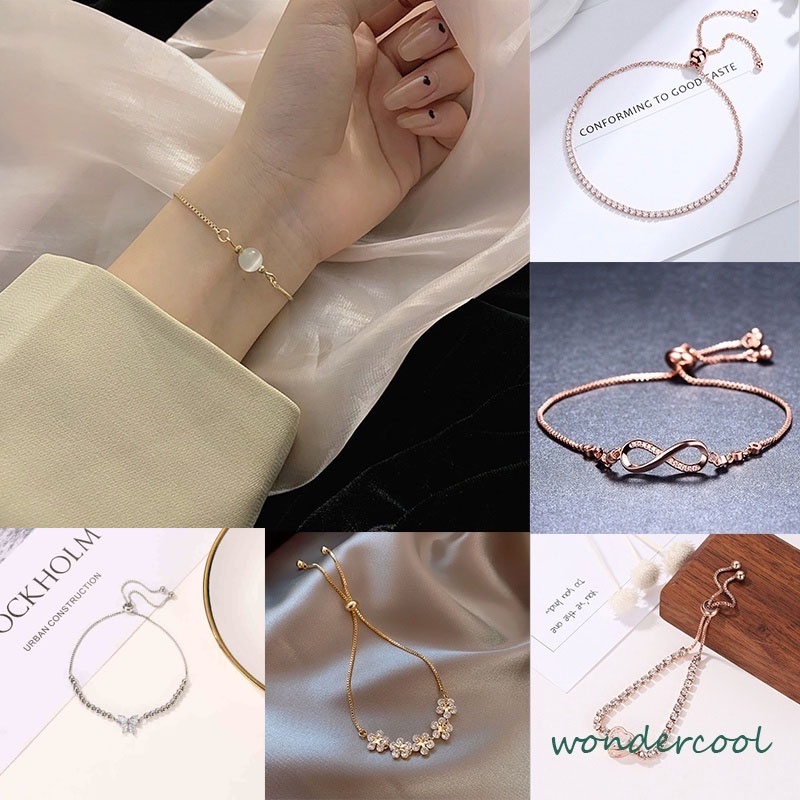 Korea Fashion Sederhana Desain Gelang Serut Ukuran Adjustable Manis Perhiasan Wanita-Won