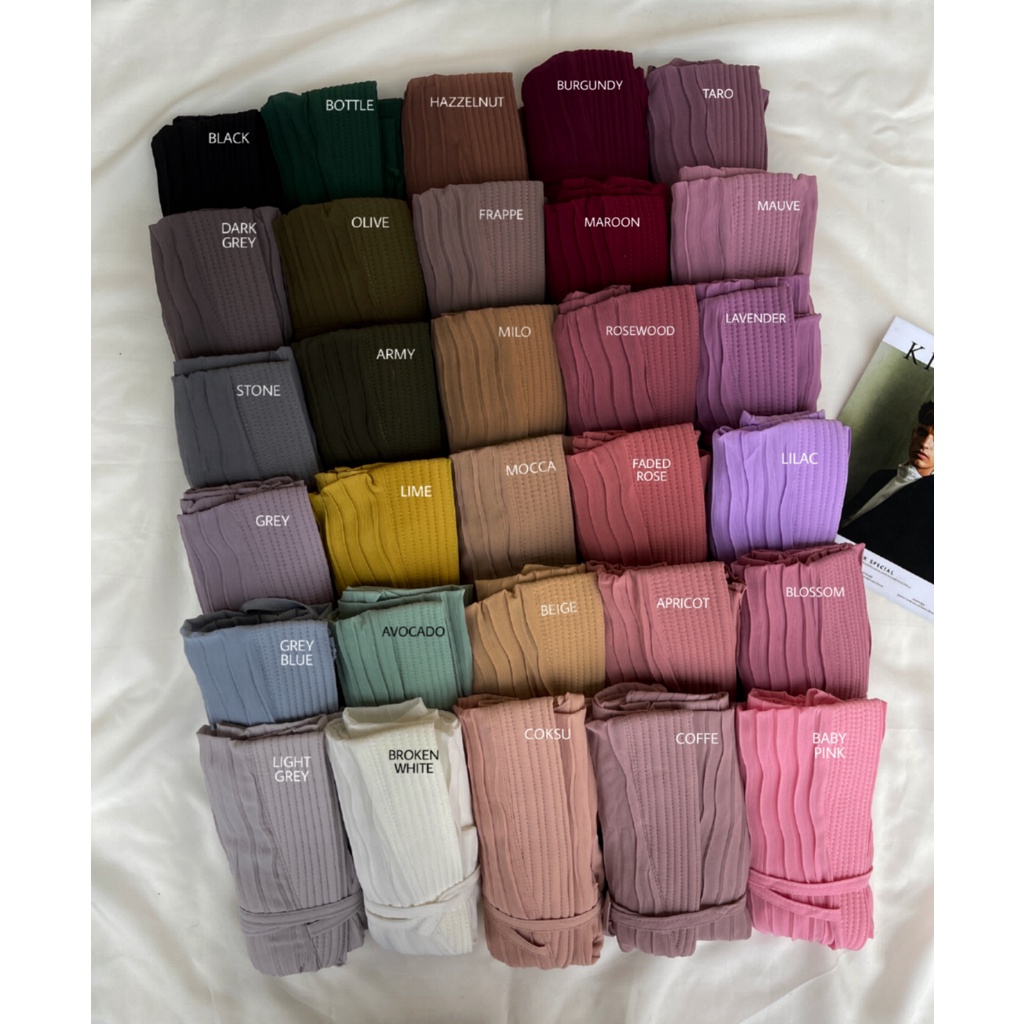 Bergo Pad Plisket Gelombang / Bergo Tali Pad Plisket / Hijab Instan Tali Plisket