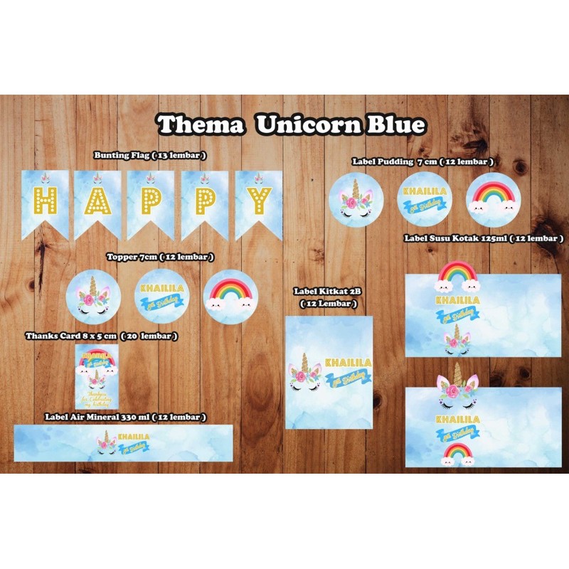 

Paket Printable Dessert Table / Label Ulang Tahun Unicorn Blue