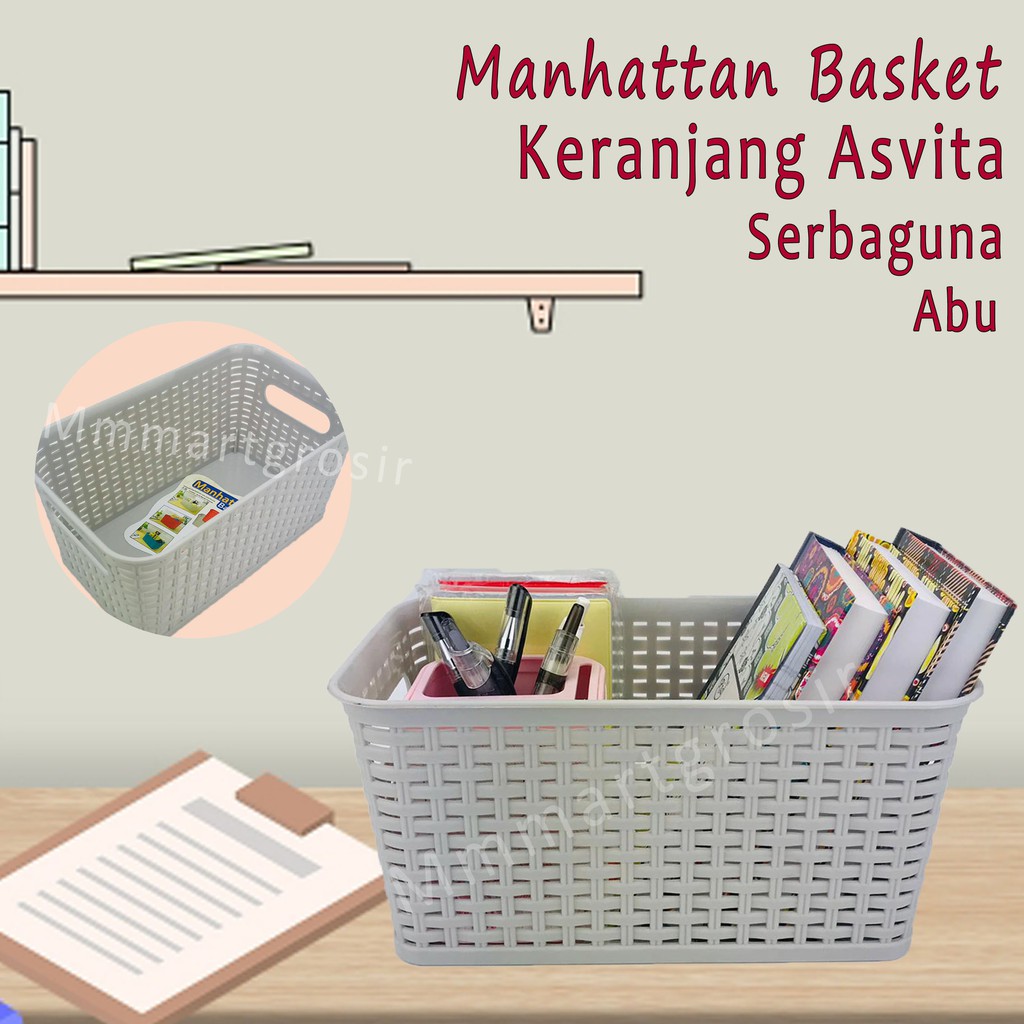 Keranjang Manhattan Basket/Keranjang Asvita 282/Serbaguna/Abu