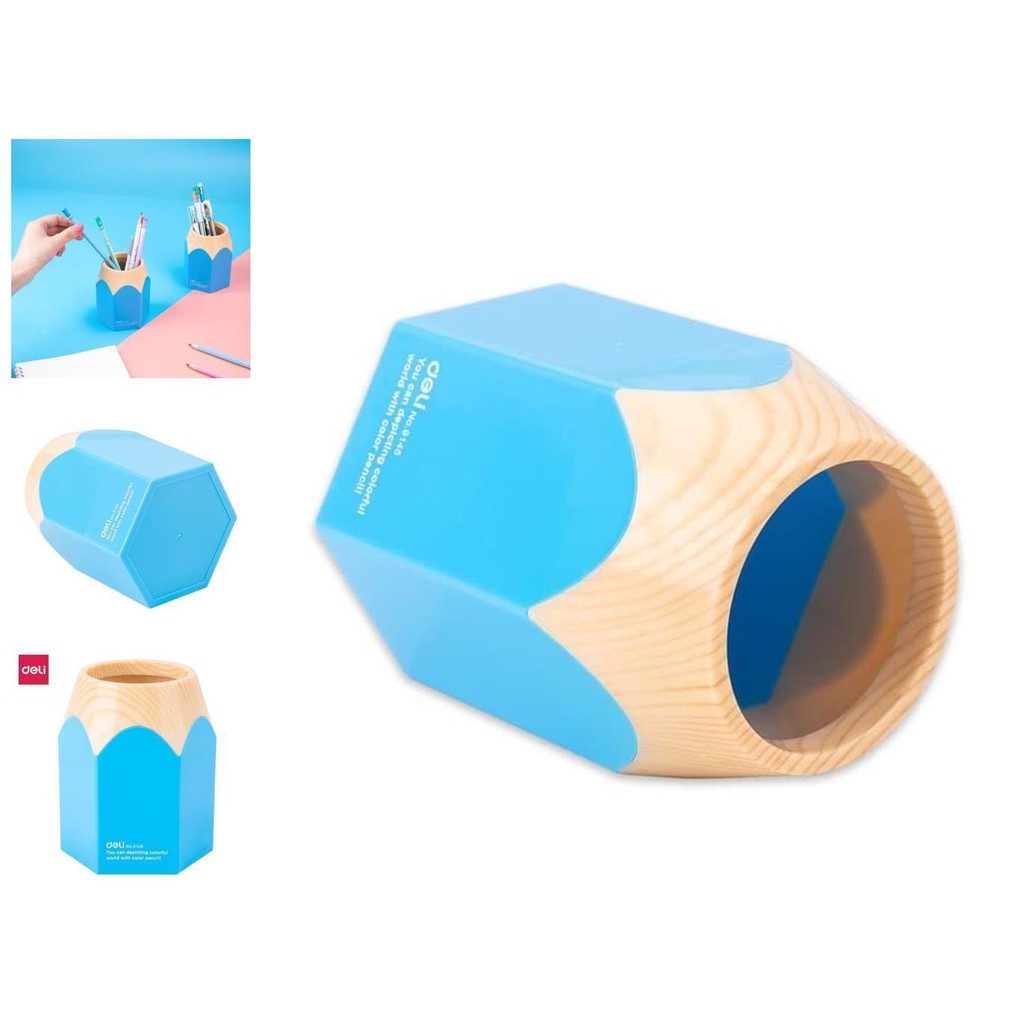 

deli e9145 school pen holder/tempat pulpen ps pencil pen stand blue