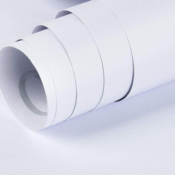 ♚ WALLPAPER STIKER DINDING PUTIH POLOS SERABUT - putih polos ➩