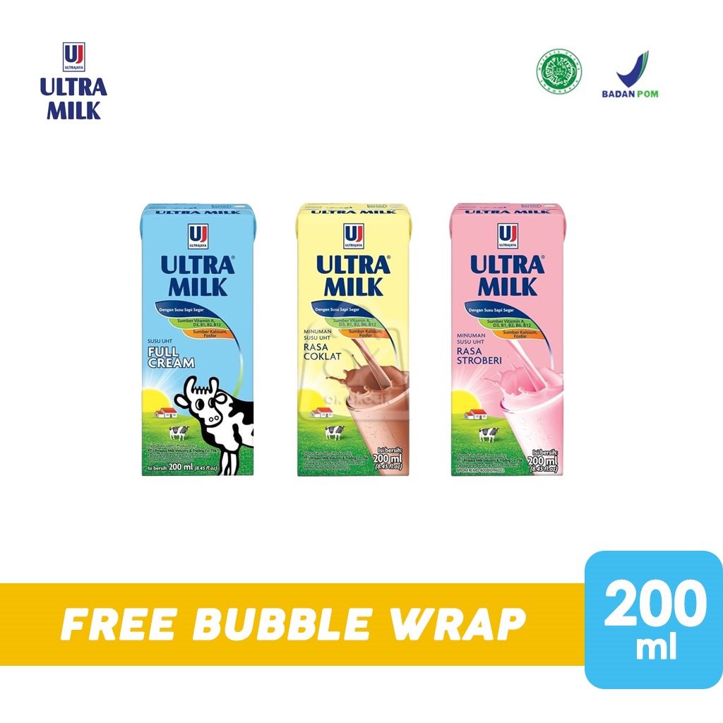 

Ultra Milk Susu UHT / Ultramilk Fullcream/Stroberi/Coklat (200 ml)