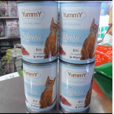 makanan basah kucing kaleng Yummy cat Tuna Salmon for Kitten 400g