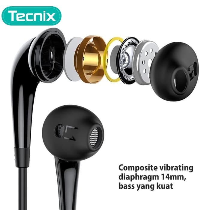Earphone Stereo Audio Bass With MIC TECNIX EP-103 Headset Stereo Jack 3.5MM