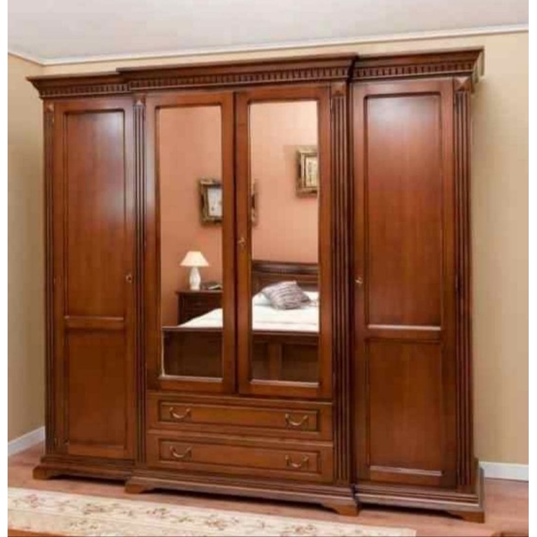 LEMARI PAKAIAN JATI TUA 4 PINTU MINIMALIS / LEMARI BAJU PINTU 4 ASLI JEPARA