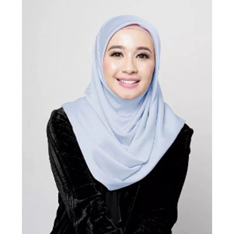L by Laudya Cynthia Bella, Shafiyyah in Baby Blue and Peach Satin Silk, Lasercut Hijab