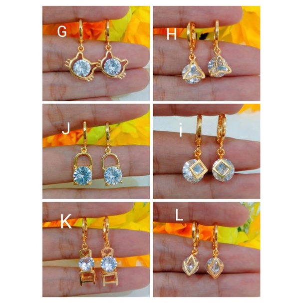 Rxiu08. Anting xuping wanita lapis emas dgn mata zircon