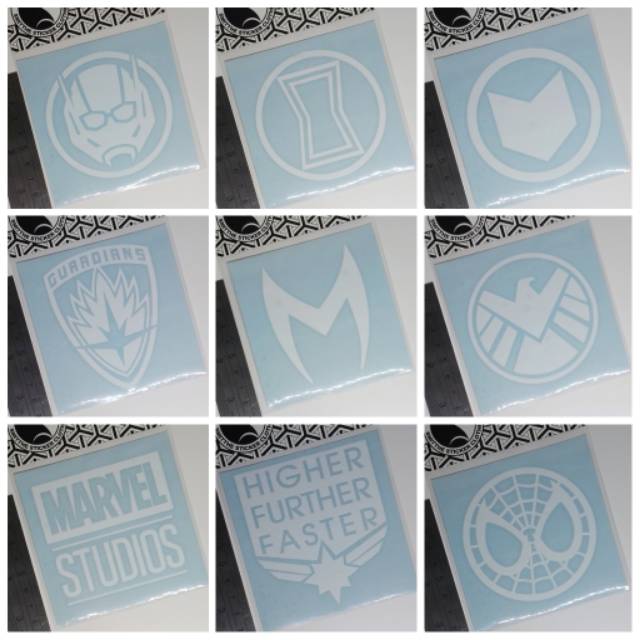 4 buah stiker Avengers Marvel Superheroes Logo Cutting Sticker + Bonus