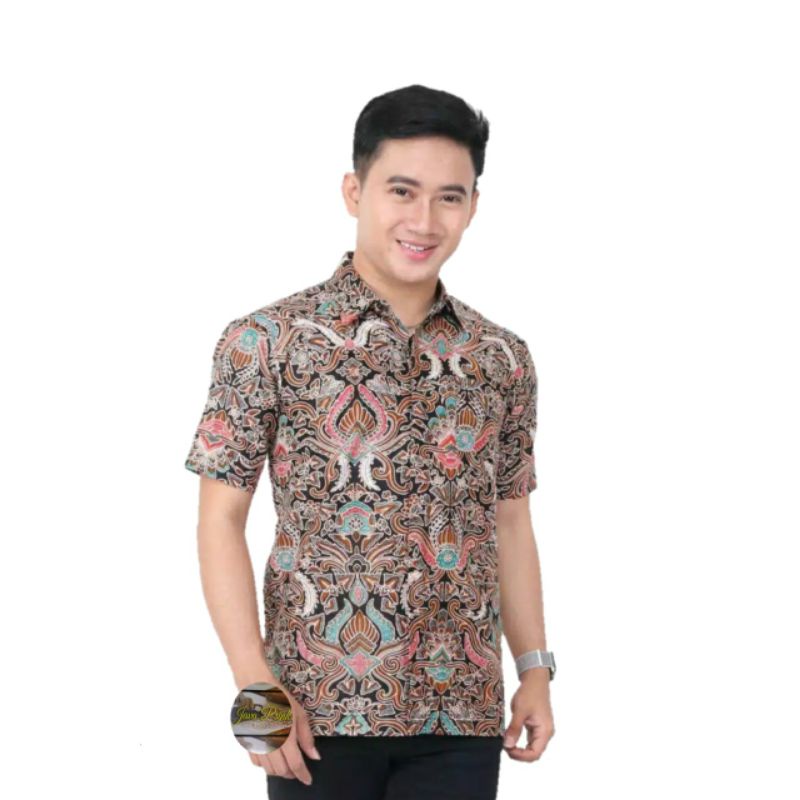 PROMO ASLI Risna Batik JUMBO HRB093 Hem Batik Pria Pendek Premium M L XL XXL XXXL 3L 4L 5L pria TOP.-HEM JMB CERBON