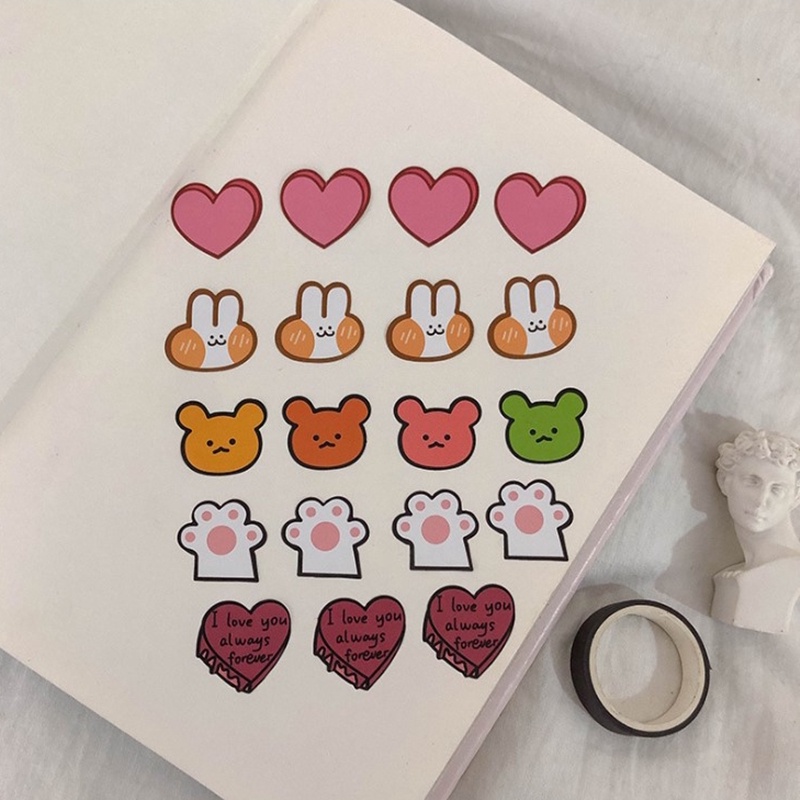 1 Lembar 5 Gaya Stiker Motif Cakar Kucing Beruang Hati Kelinci Tahan Air Untuk Dekorasi Diary Scrapbook