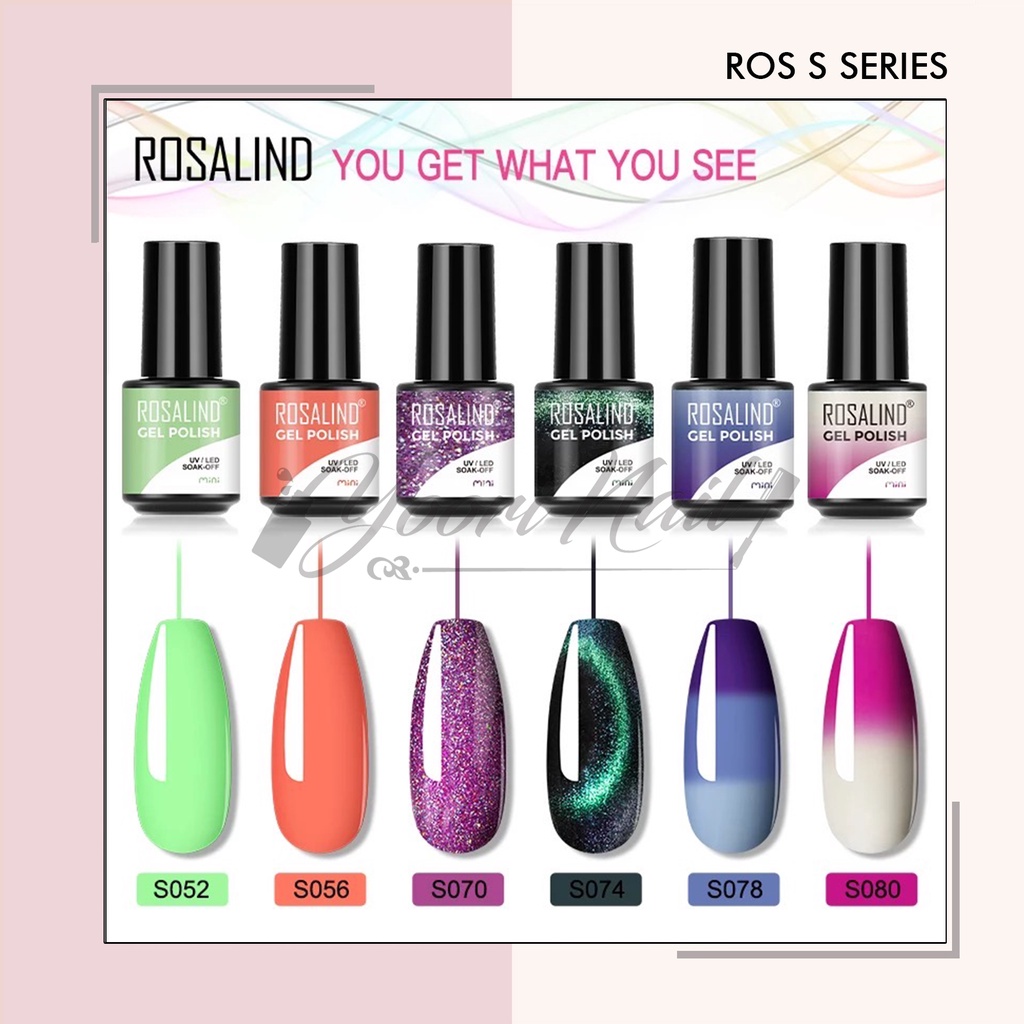 Mini Rosalind S Series 7ml glitter series cat eye series temperature chage nail gel series berubah warna