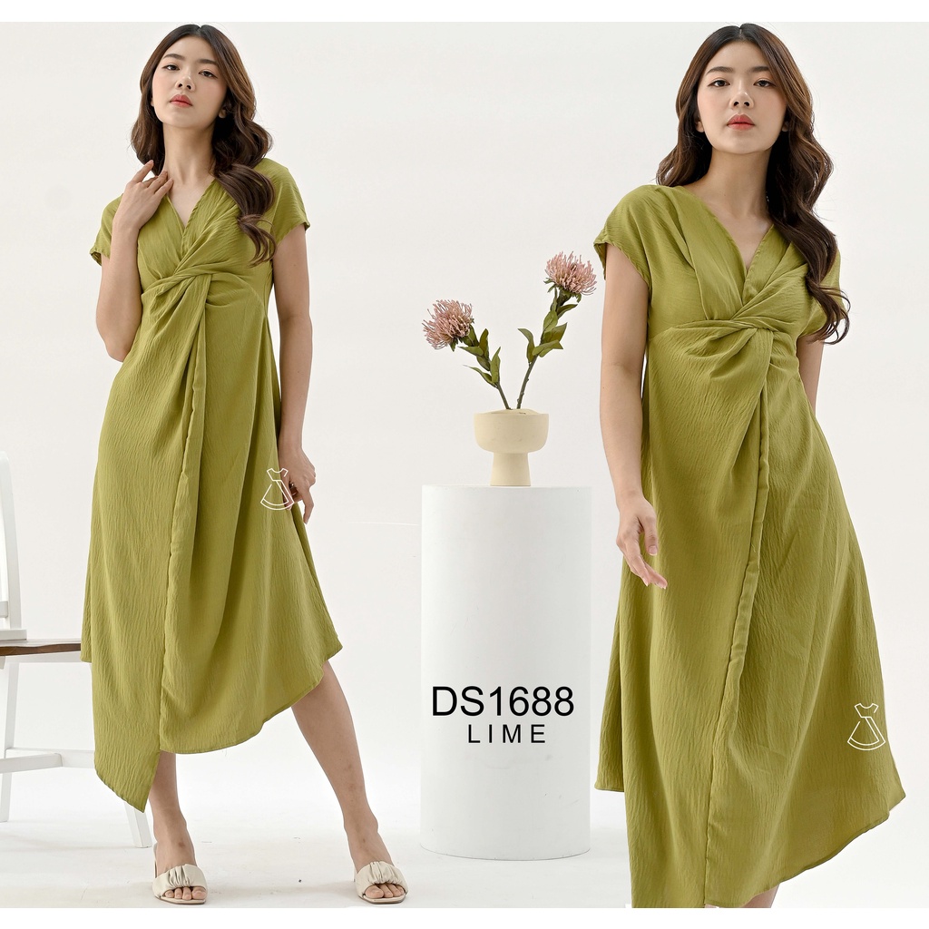 SEOLA - DS1688 -  Dress Midi Crinkle Party