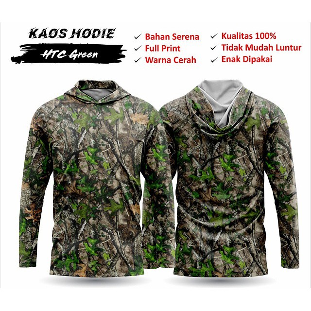 Kaos Camo Berburu Perbakin HTC Green Hoodie 3d