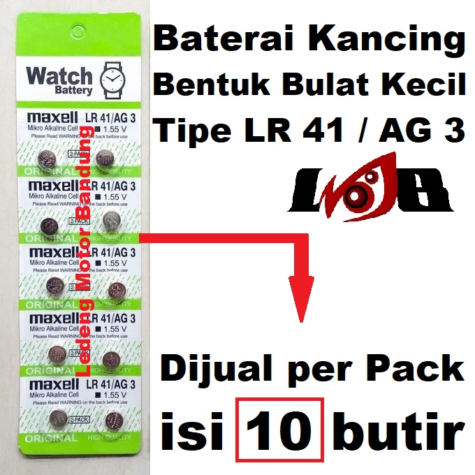 Baterai Kancing LR41 Watch Battery Jam Bulat Kecil AG3 isi 10pcs